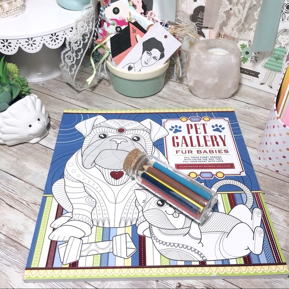 Pet Gallery Fur Babies Adult Teen Coloring Book & Colored Pencils World Market